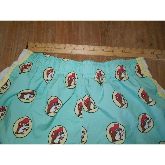 Buc-ee's Women's Running Shorts Size Medium Blue Beaver Logo Print Athletic - Picture 4 of 7